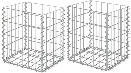 Gecheer 2 pz Gabbioni,da Giardino,per Esterno,in Acciaio Zincato 30x30x40 cm,Gabbioni per Sassi