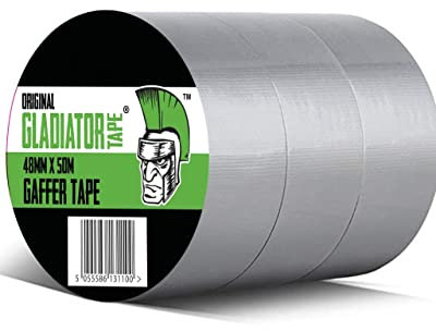 Gladiator® Duct Tape- 48mm x 50m (Pack of 3) - Strong Silver Gaffer Tape Heavy Duty Adhesive Cloth Tape, Super Sticky And Waterproof Gaffa Tape