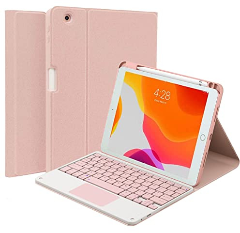 QYiiD Funda con teclado táctil para iPad Mini 5/4/3/2/1, teclado inalámbrico desmontable magnéticamente, funda inteligente con soporte para lápiz para iPad Mini 5/Mini 4, color rosa