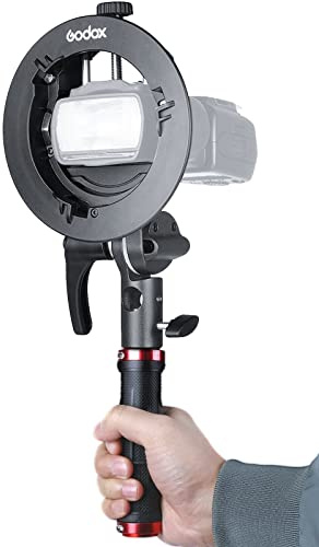 Godox S2 S-Typ Speedlite Halterung Bowens Halterung mit 1/4 Schraubhalterung, für Godox AD200Pro, AD200, AD400Pro, V1, TT685II TT600 Flash, verstellbarer Speedlight Griff Präzise Neigung ontrol