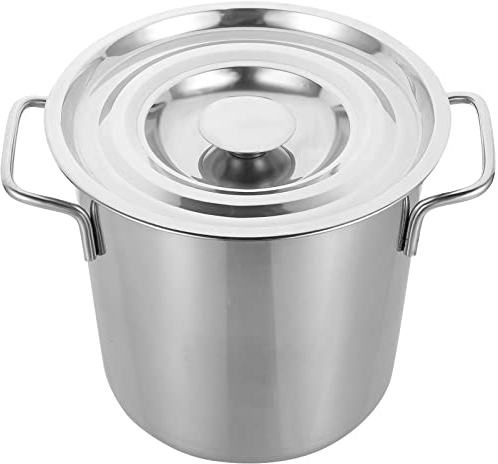 CALLARON Cubo De Sopa De Doble Oreja con Tapa Olla Profunda Olla Aire Olla De Pasta Olla De Ebullición De Campo Bajo Olla para Cocinar Sopa Freidora De Pavo Acero Inoxidable Binaural