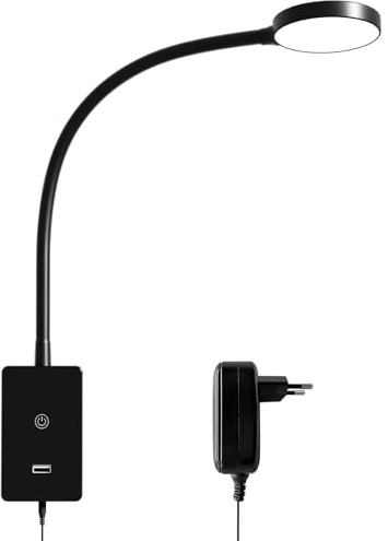 ENUOTEK Lampe de Lecture LED Tactile à Intensité Réglable, Lampe de Lecture Murale, Lumière de Lecture de lit Avec Port de Charge USB 2A, 4 Niveaux de Luminosité (100% - 70% - 35% - 15%), 4000K