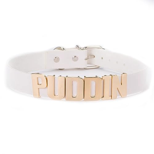 HAOYUNLAI Tour de Cou en Cuir, Collier Ras du Cou Gothique Choker, Réglable Punk Collier Chaîne avec Lettre pour Femmes et Homme Accessoires Cosplay (Blanc)