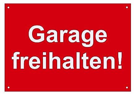 Hinweis Schild - Garage freihalten - Warnschild aus Kunststoff - Graviertes Schild in verschiedenen Größen (Rot)