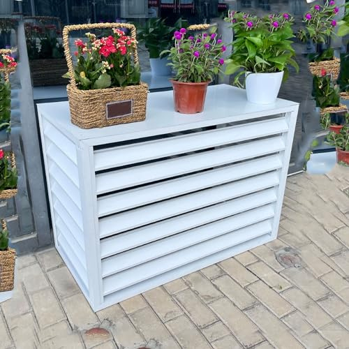Soporte aire acondicionado exterior, cubierta aire acondicionado de aleación de aluminio, cubierta de privacidad para aire acondicionado de balcón, duradera, reducción de ruido, adecuada para jardines
