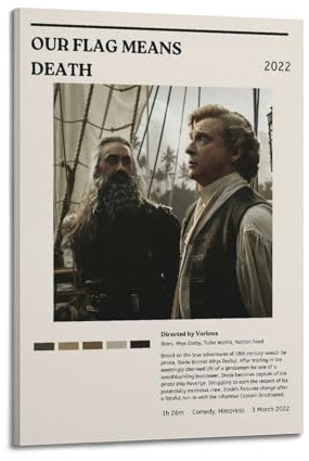 Our Flag Means Death Movie Canvas Poster Room Decor Aesthetic Poster Artistic Poster for Bedroom Living Room Walls 24x36inch(60x90cm) Frame-Style