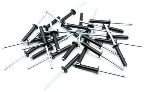 Hippo Hardware (4mm X 14mm) Black Pop Rivet Aluminium Body Blind Open End Dome Head Steel Mandrel (Pack of 30)
