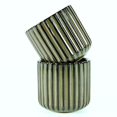 Erkundpresso. Espresso Cups without Handle, Set of 2, 180 ml, Espresso Cups, Thick-Walled, Ceramic Coffee Cup, Premium Espresso Tea Cup, Mocha Cups (Antique Bronze)