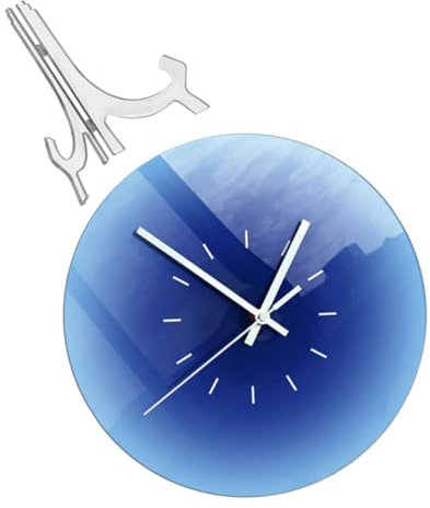 TOPPERFUN Runde Acryl Wanduhr als Dekoration für Wohnzimmer und Raum Blau