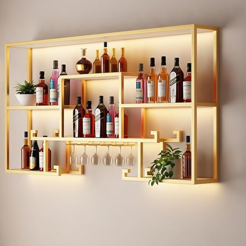 Metall Weinregal Wand Getränkeregal Drink Tower Flaschenhalter Bar Regal Zapfanlage Wand Regal Weinglashalter Deckenregal Weinflaschenhaltern Weinhalter Flaschenregal Für Zuhause, Restaurant, home Bar