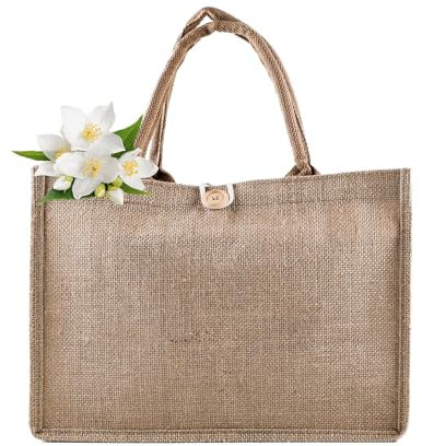 FENGQQKJ Jute Brauttasche Baumwolltasche Tote Bag Sackleinen Wasserdicht Einkaufstasche Strandtasche für Hochzeit Shopper