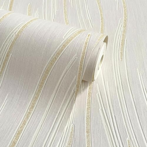 World of Wallpaper Shimmer Wave, Matte, Natural Beige/Gold (AF0024) Sample | Easy to apply wallcovering, Metallic, Lightly Textured, Feature Wall, Bedroom, Hallway (approx. 50cm x 30cm SAMPLE)