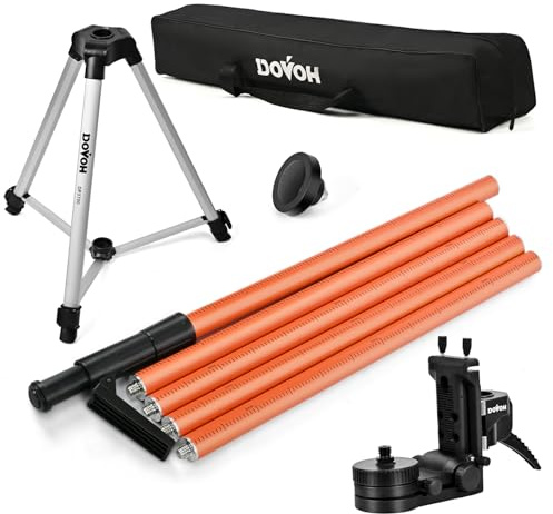 DOVOH DP3700 Teleskop-Laser-Nivellierstange mit Stativ, 3,7 m, verstellbar, 1/4-Zoll-20 und 5/8-Zoll-11 Gewindehalterung für Laser-Wasserwaage, 3,7 m