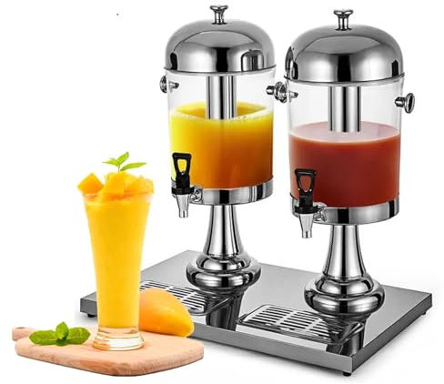 Dispensador De Bebidas De Acero Inoxidable, Cerveza, Agua, Jugo, Bebidas FríAs, Dispensador De Bebidas Transparente, MáQuina Dispensadora De Bebidas De Acero Inoxidable,Silver-DoubleShape