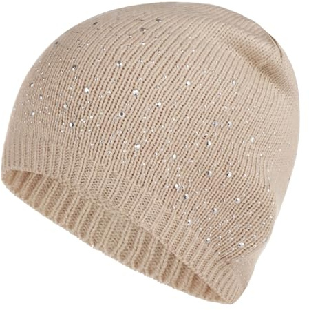 NaLatia Damen Beanie Mütze mit Strass Slouch Jersey Mütze Fraun Elastisch Weich Bequem Strickmützen 2024 Frühjahr Sommer Glitzer Damenmütze