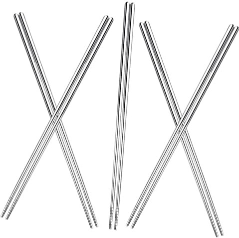 Cabilock 5pares Palillos Largos De Metal Reutilizables Para Freír Cocinar y Preparar Fondue Palillos De Acero Inoxidable Usar Fideos y Sopas
