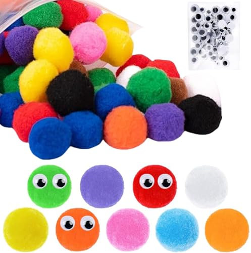 125 Stück Bunte Pompons zum Basteln - 4cm Mini Pompons Flauschigen Plüschbälle DIY Pompom Girlande Zubehör für Geburtstagsfeier Hochzeit Weihnachtstag Girlande Kinderzimmer für Nähen Deko Handwerk