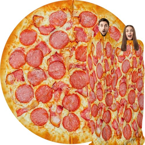 Abaysto Pizza Blanket Adult, Pepperoni Pizza Flannel Fleece Throw Blanket for Couch, Bed, Fun Food Themed Gift for Adults and Kids 200CM