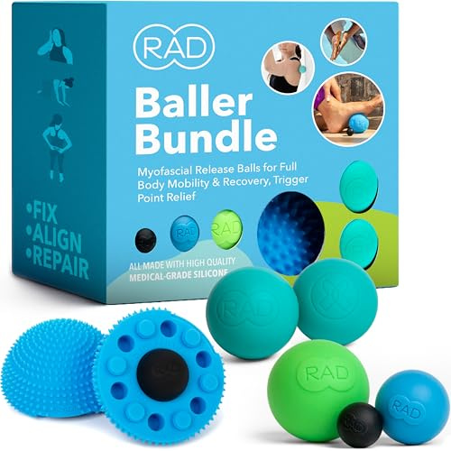 RAD Baller Bundle – Myofascial Release Balls for Full Body Mobility & Recovery, Trigger Point Relief – Includes Rounds (Set of 3), Recovery Rounds (Set of 2), and Neuro Ball Foot Roller