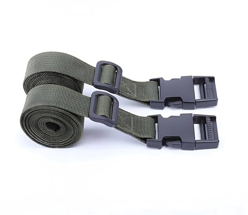 Cinghia verde militare con fibbie regolabili in nylon, 25 mm, 2 cinghie da 100 cm (cinghia, cintura per bagagli, accessori da viaggio regolabili)