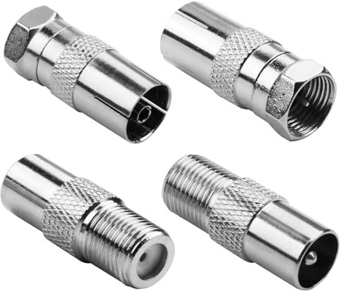 4 PCS Connettori Antenna TV Maschio/Femmina Kit-Adattatore Antenna TV Coassiale, Connettore Antenna T V per Cavi SAT, Presa Multimediale e Dispositivi Digitali, Adattatori per Cavi Antenna Durevoli