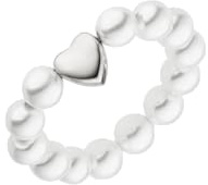 Purelei Lovely Ring – elastisk pärlring med hjärta – Ångetiet Fidget damring – mussla pärlor och rostfritt stål – storlekar S/M/L – 18K guldpläterad – handgjorda smycken, Medium, Rostfritt stål, Ingen