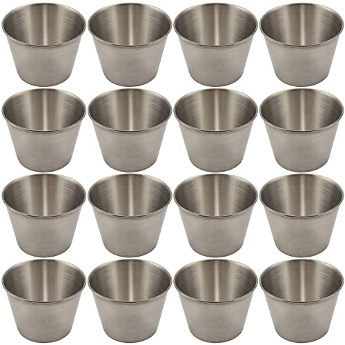 Qaautor 24 Pack Stainless Steel Condiment Sauce Cups,Commercial Grade Dipping Sauce Cups,Ramekin Condiment Cups Portion Cups