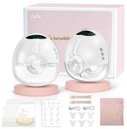 Lulia Elektrische Milchpumpe, 4 Modi und 9 Stufen, Elektrische Milchpumpe Handsfree, Starke Saugkraft, Große Kapazität von 6 Unzen, Diskret, mit Saugglocken in 17/19/21 mm (2er Pack)
