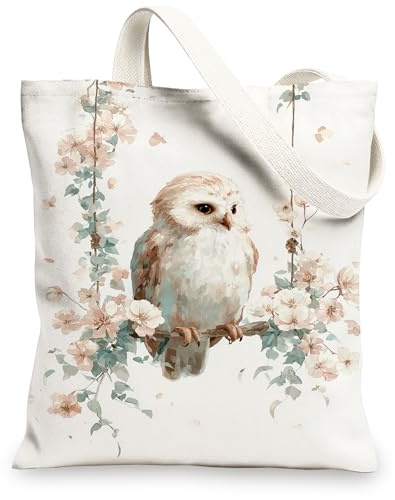 Eulen Canvas Einkaufstaschen Wiederverwendbare Einkaufstaschen mit Vogelmotiv Vintage Leichte Waschbare Einkaufstaschen mit Schultergurt