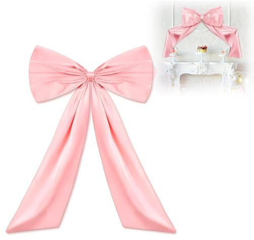 Bcuuozeeing Große Satinschleife - 58 x 100cm Dekoration Hochzeitsschleife, Geschenkschleife Groß, für Hochzeit Geburtstag Party Festival Kirche Weihnachten Wanddekoration Schleife (Rosa)