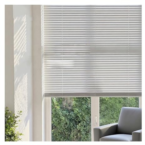 Persiana Veneciana de Aluminio Sin Taladrar Persianas Venecianas Horizontales Impermeables Estor Plisado Protección de La Intimidad para Dormitorio(0.6X1.4M)