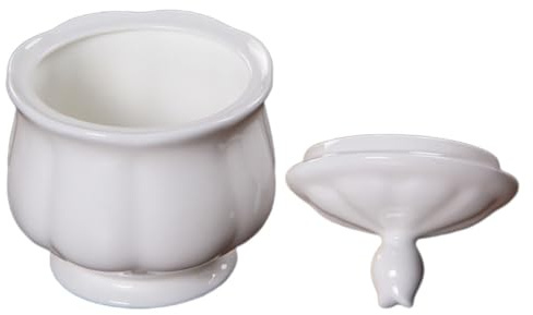 SHINEOFI Sucrier en Porcelaine Blanche 180 Ml Couvercle Pot en Céramique Lisse pour Stockage de Sucre et Café Récipient de Rangement Alimentaire Pratique Cuisine Maison et Salle à Manger