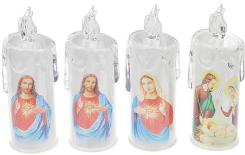 SEWACC 1 lot de lampes LED électriques pour bougies décoratives d'église chrétienne (style aléatoire)