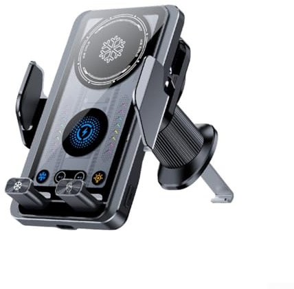Biltelefonhållare 15 W trådlös laddare med kylning och värmeavledning och magnetisk avkänning, automatisk klämning, trådlös billaddare, 360° rotation luftgallerfäste med sensor för flera