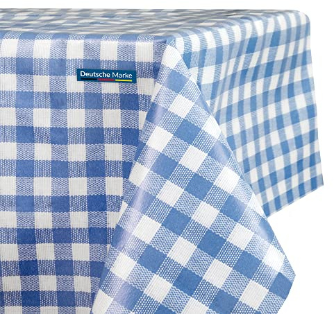TEXMAXX® Wachstuchtischdecke versch. Größen - 180 x 140 cm/abwaschbare Tischdecke/Wachstischdecke/Wachstuch Tischdecke geeignet als Gartentischdecke - Karriertes Muster in Blau-Weiß