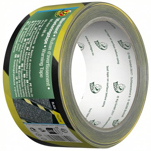 Duck Nastro di sicurezza autoadesivo, 66 m x 60 mm, in PVC, per marcatura a pavimento, punti di pericolo, nastro di segnalazione e blocco