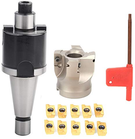 Portabrocas de pinza, cortador de fresado en ángulo recto Insertos de fresado de carburo Portaherramientas de fresado Ranurado(10 PCS Milling Inserts)