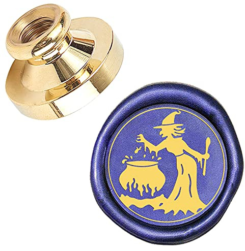 CRASPIRE Halloween Witch Wax Seal Stamp Magic Potions Replaceable 25mm Sealing Wax Stamp Brass Head Only for Halloween Invitations Cards Bottle Gift Decoration