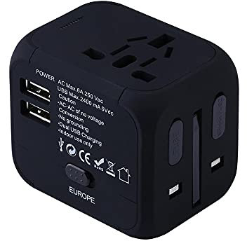 Adattatore di alimentazione universale in tutto il Convertitore del caricatore universale universale del blocco elettrico della presa di corrente UE UK US AU con 2. USB Carica 2. 4A LED. Spina da viag