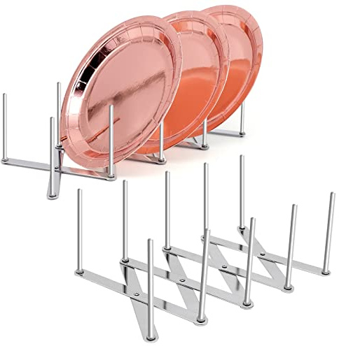 inheming 2 Pack Dish Plate Drying Rack, Retractable Dish Drying Rack, Multi-Functional Plates Cup Bowl Pot Pan Lid Storage Holder Organizer for Kitchen Counter Cabinet Drawer