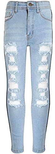 A2Z 4 Kids Flickor Sträcka Lightweight Jeans Bekväm - Jeans M618 Light Blue 13-14