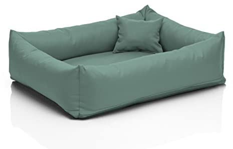 Juelle Hundebett für große Hunde - Hundekissen für kleine Hunde Abnehmbarer Bezug Waschmaschinenfest flauschiges Bett Hundesofa Saba S-XXL (Größe: L - 100x80 cm, Dunkle Mint)