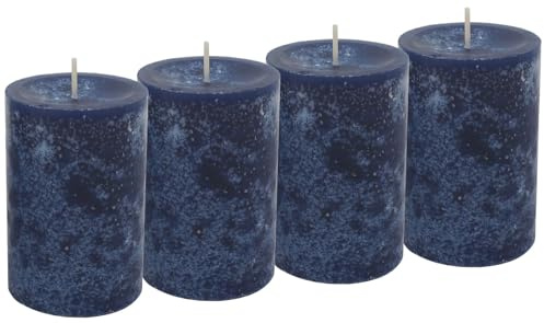 4 Stumpenkerzen Kerzen Dunkelblau Blau Tischdeko Adventskranz 9cm hoch Ø 6cm