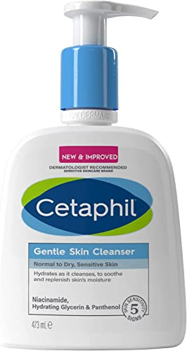 Cetaphil Gentle Skin Cleanser, 473ml, Face & Body Wash, For Normal To Dry Sensitive Skin, With Niacinamide & Glycerin, Soap Free, Packaging May Vary