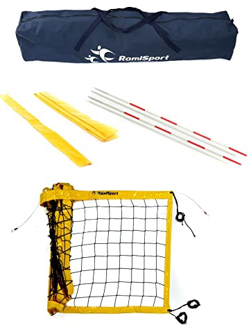 Rete professionale per beach volley set da 9,5 m, rete professionale con antenna e tasche per pallavolo, giallo resistente alle intemperie, per interni ed esterni, giardino, spiaggia, sport