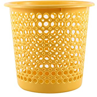 DYPASA Mülleimer für Haushalt, Korb, Kabel, Kabel, Papierkorb, Basketball, Küche, Bad, Schlafzimmer, Großes Büro, Wohnzimmer, Müll, rund (Farbe: Geel)