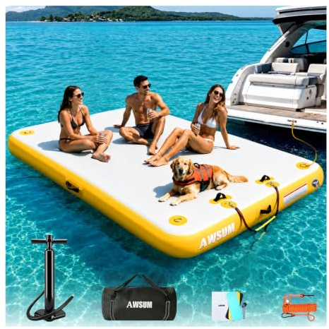 AWSUM 8ft x 6ft x 6inches Aufblasbare Schwimmende Dock Plattform für Seen Aufblasbare Dock Schwimmdock Wasser Schwimmplattform Dock Pad Große Badeplattform Aufblasbar für Pool, Ozean