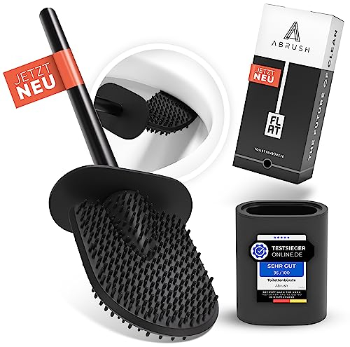 Abrush Klobürste Silikon mit SOFTGUMMI-Bürstenkopf [Ultra hygienisch] - Flache Silikon Klobürste - Toilettenbürste Silikon WC Bürste Flexible Toilettenbürste aus Silikon