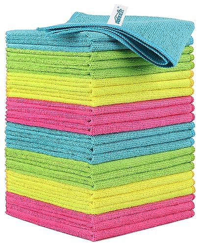 HOMEXCEL Microfiber Cleaning Cloths, 24 Pack Cleaning Towels for Kitchen, Lint Free, Scratch-Free, Highly Absorbent, and Reusable Cleaning Rags for House, Window and Glass, Cars, 30 X 30 CM