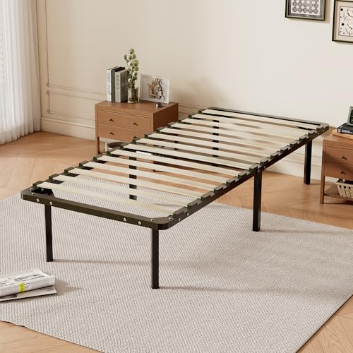 TEENO Rete Letto Singolo 80x190 a Doghe in Legno, con 6 Gambe e 14 File di Doghe, Altezza Sotto Letto 32 cm per Ampio Spazio di Archiviazione, Adatta a Tutti i Tipi di Materassi, Stile Moderno